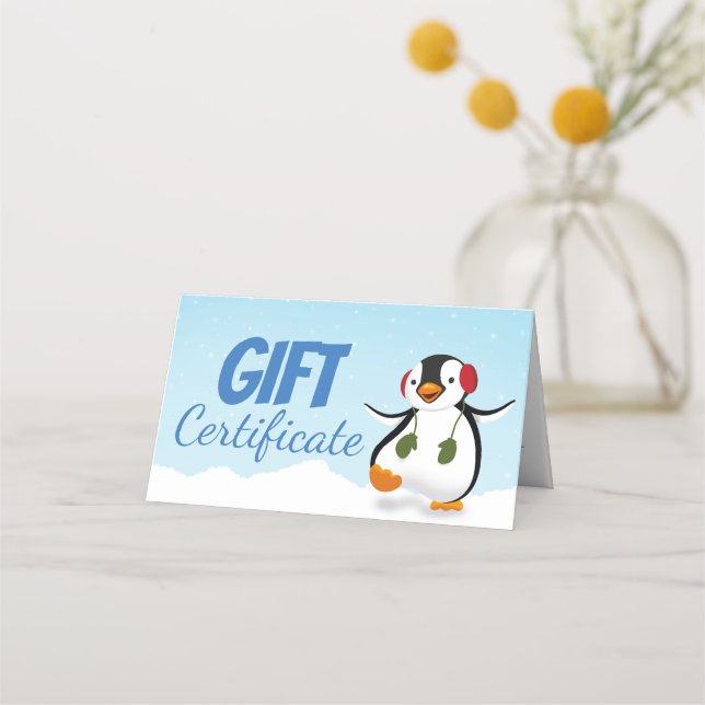 Carte De Placement Carte cadeau Pingouin d'hiver mignonne (Devant)