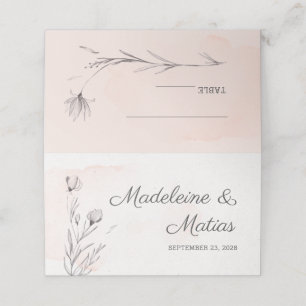 Carte De Placement Carte de la place mariage romantique grise et pêch