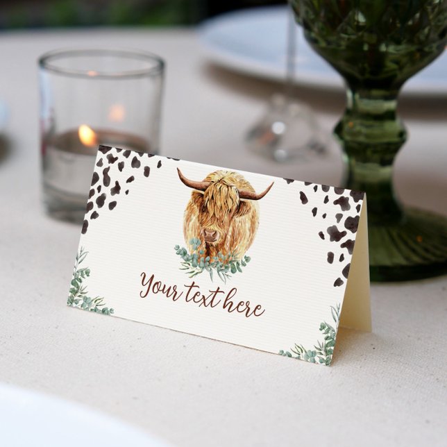 Carte De Placement Carte de la tente de nourriture Highland Cow (Créateur téléchargé)