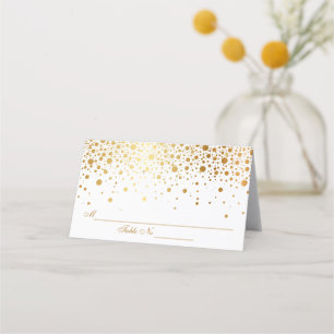 Carte De Placement Carte de lieu de mariage Gold Confetti Dots