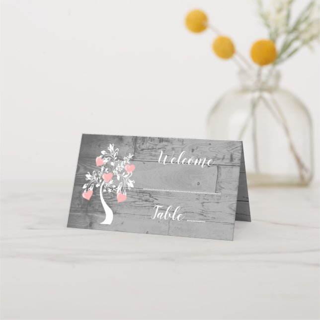 Carte De Placement Carte de lieu de réception Arbre rose des Coeurs (Devant)