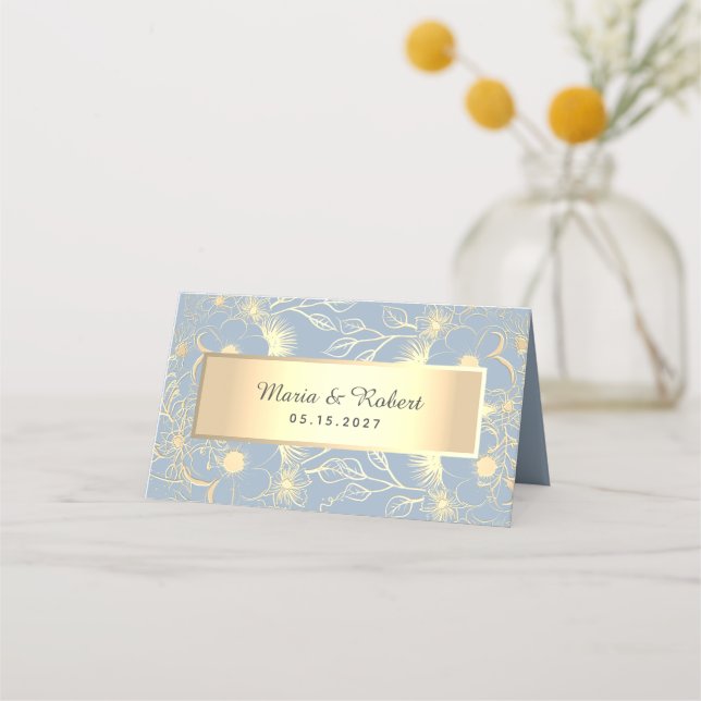Carte De Placement Carte de Mariage bleu Dusty (Dos)