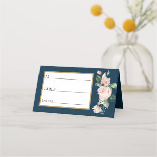 Carte De Placement Carte de Mariage Blush Floral Navy