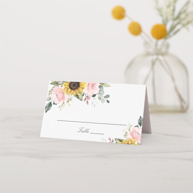 Carte De Placement Carte de Mariage de fleurs blanches rose (Devant)