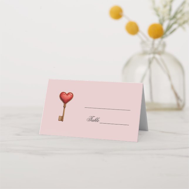 Carte De Placement Carte de mariage en forme de coeur rose (Devant)