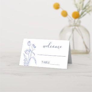 Carte De Placement Carte de mariage floral bleu
