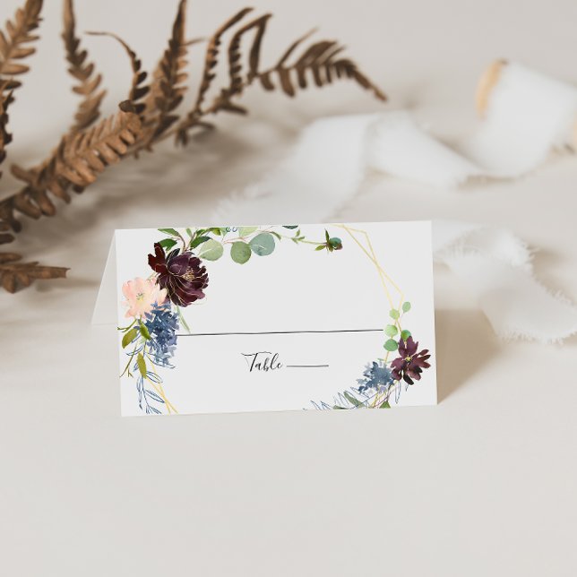 Carte De Placement Carte de Mariage géométrique Burgundy Gold (Créateur téléchargé)