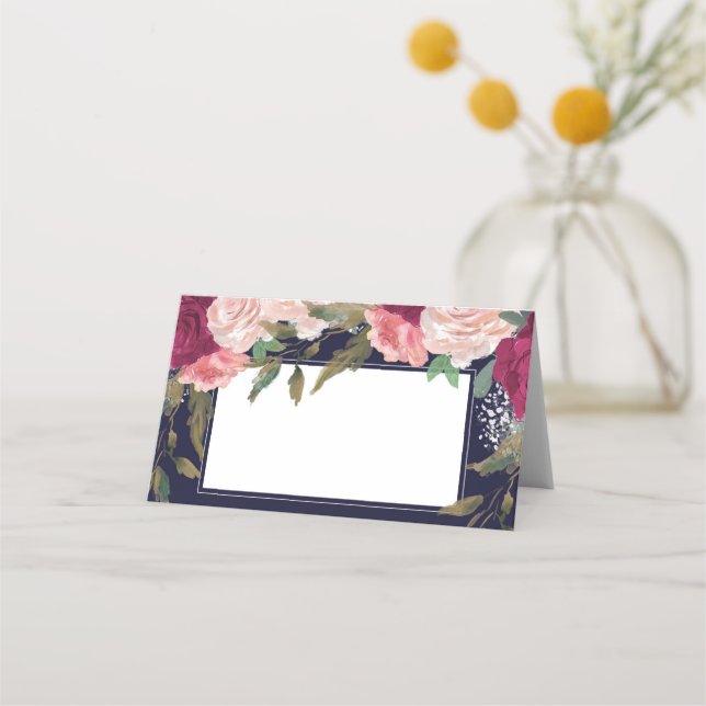 Carte De Placement carte de mariage marine rose bordeaux (Devant)