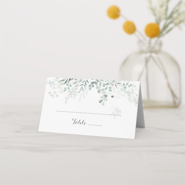 Carte De Placement Carte de Mariage minimaliste Eucalyptus Vert (Devant)