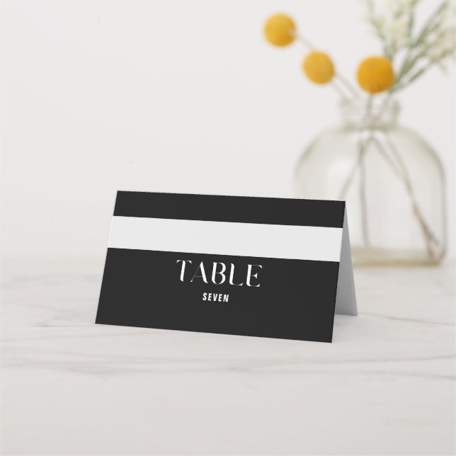 Carte De Placement Carte de Mariage personnalisée en noir gras (Devant)