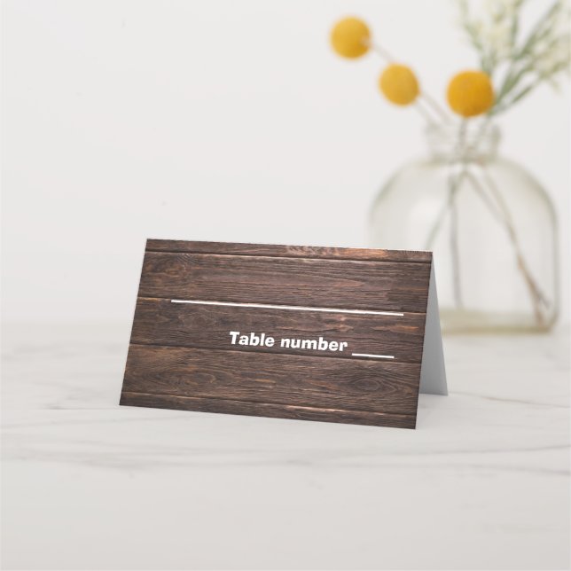 Carte De Placement Carte de Mariage pliée en bois rustique unique (Devant)