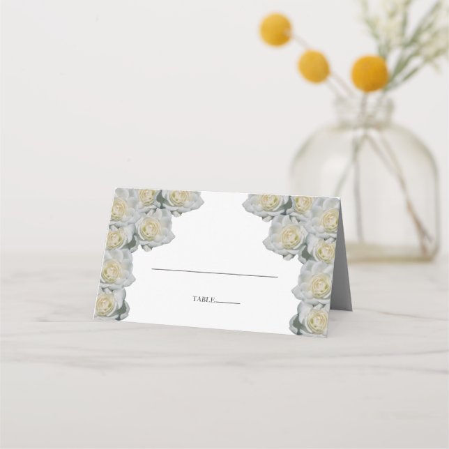 Carte De Placement Carte de Mariage Rustique Roses Blanches (Devant)