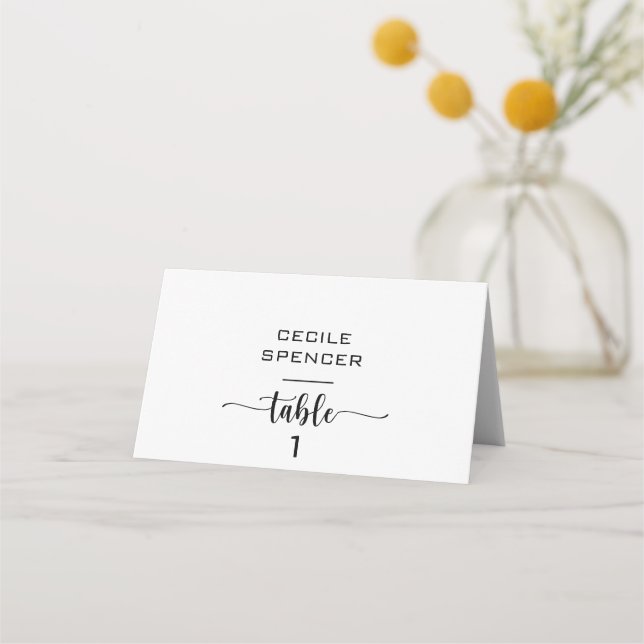 Carte De Placement Carte de Mariage simple de calligraphie officielle (Devant)