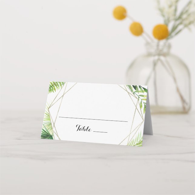 Carte De Placement Carte de Mariage Tropical de destination géométriq (Devant)