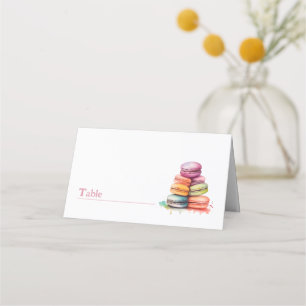 Carte De Placement Carte de nom de macarons colorés à l'eau vive