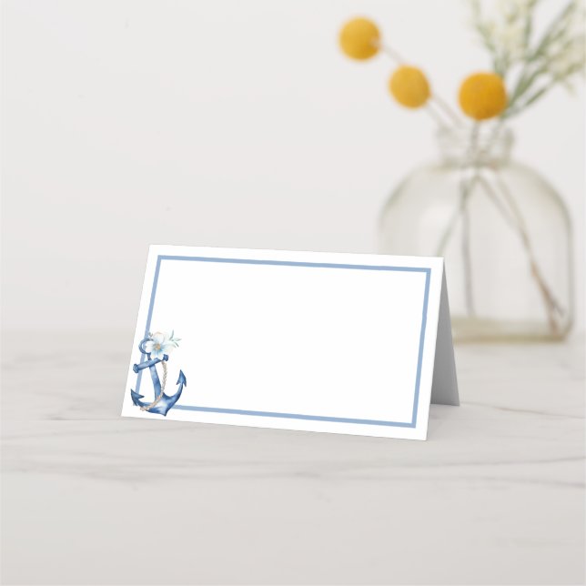 Carte De Placement Carte de place Baby shower nautique | Aquarelle bl (Devant)