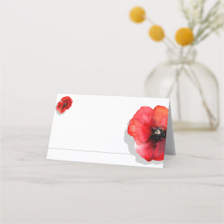 Carte De Placement Carte de place de l'aquarelle rouge pavot