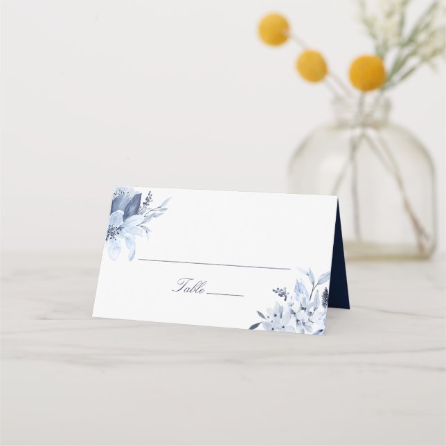 Carte De Placement Carte de place Floral bleu marine moderne (Devant)