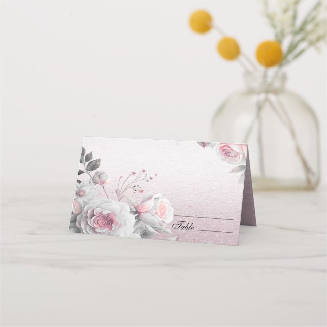 Carte De Placement Carte de Place Florale Rose (Devant)