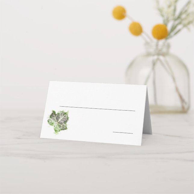 Carte De Placement Carte de place Green English Ivy Leaf Watercolor (Devant)