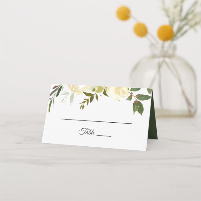 Carte De Placement Carte de place Mariage floral à aquarelle illustré (Devant)