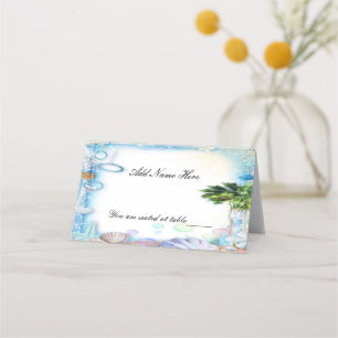 Carte De Placement Carte de place Mariage Tropical Beach Seashell
