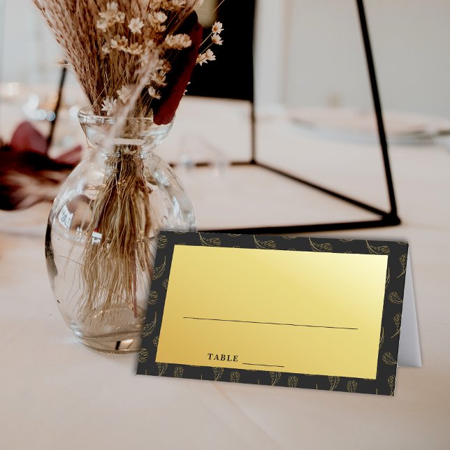 Carte De Placement Carte de place moderne Black Ombre Gold Seing Tabl (Modern Black Ombre Gold Seating Table Place Card)