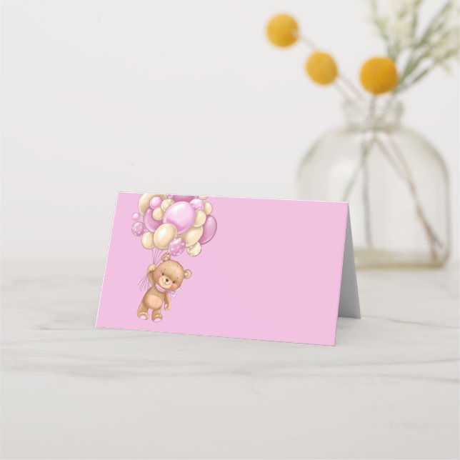 Carte De Placement Carte de place rose Teddy Bear Balloon (Dos)