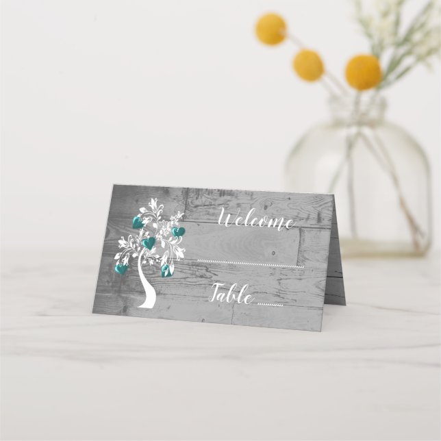 Carte De Placement Carte de place turquoise Arbre des Coeurs (Devant)