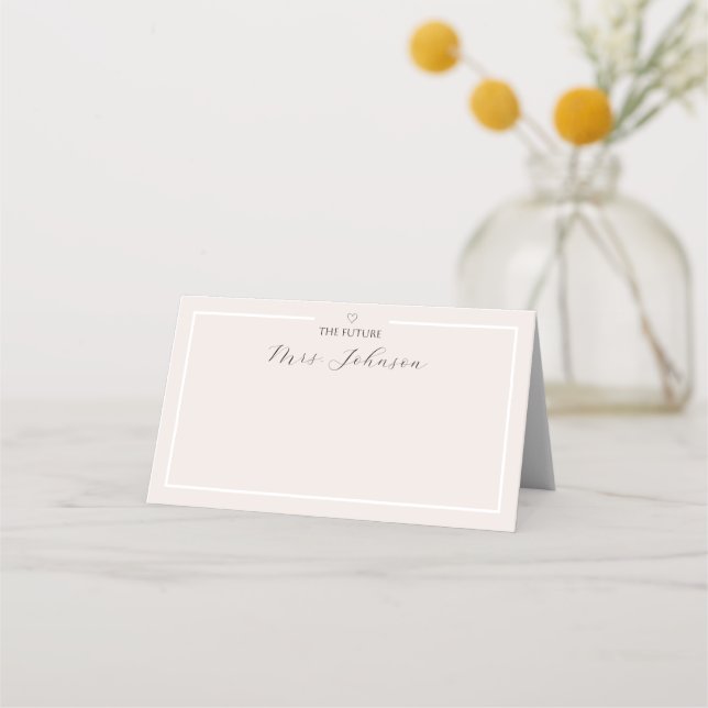 Carte De Placement Carte de table de shower de mariée minimaliste | L (Devant)