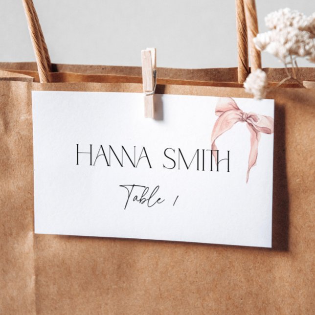 Carte De Placement Carte de table pliée Coquette minimale avec nœud r (Créateur téléchargé)