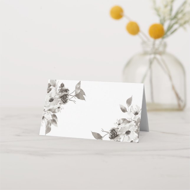 Carte De Placement Carte de table pliée florale sépia (Devant)