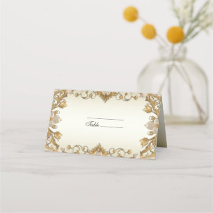 Carte De Placement Carte Décorative Gold Place Fleurs Blanches