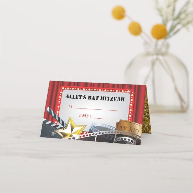 Carte De Placement Carte d'escorte Bat mitzvah de la barre VIP MOVIE  (Devant)