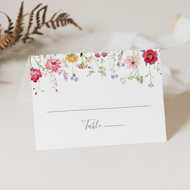 Carte De Placement Carte Fleur sauvage simple multicouleur Mariage (Créateur téléchargé)
