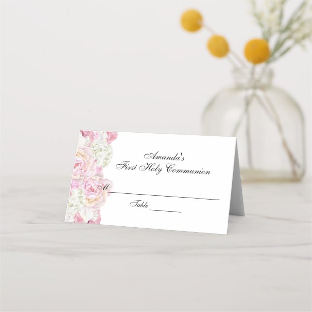 Carte De Placement Carte Floral First Communion Custom Place (Devant)