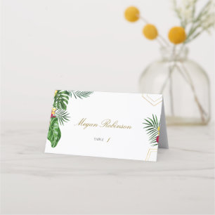 Carte De Placement Carte Gold Tropical Mariage Floral Tente Place
