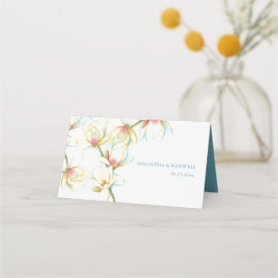 Carte De Placement Carte Mariage Aquarelle Magnolia Blanc