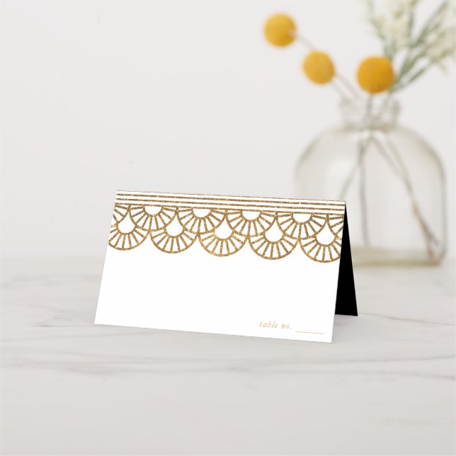 Carte De Placement Carte Mariage Art Déco Fan Motif (Devant)