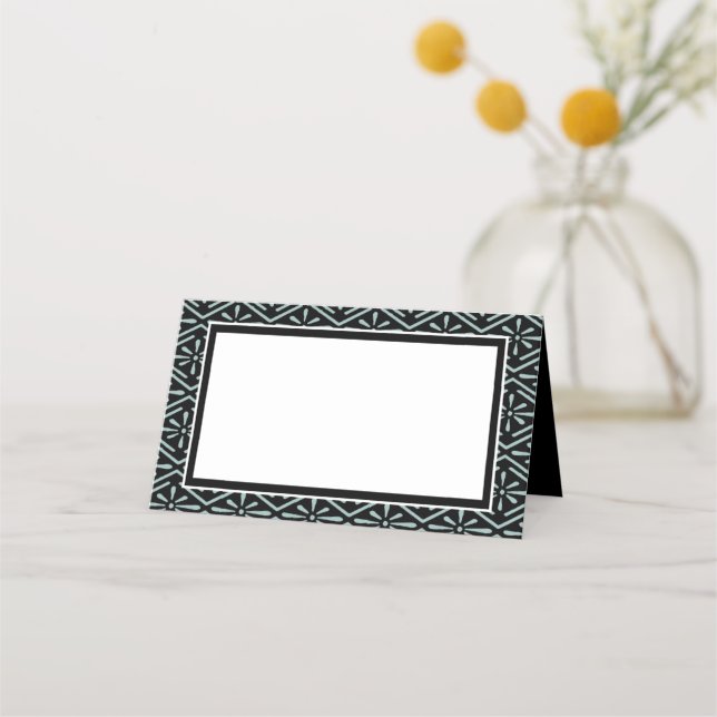Carte De Placement Carte Mariage Art déco rose, noir et blanc (Devant)
