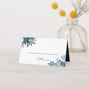 Carte De Placement Carte Mariage bleu floral de la marine céleste