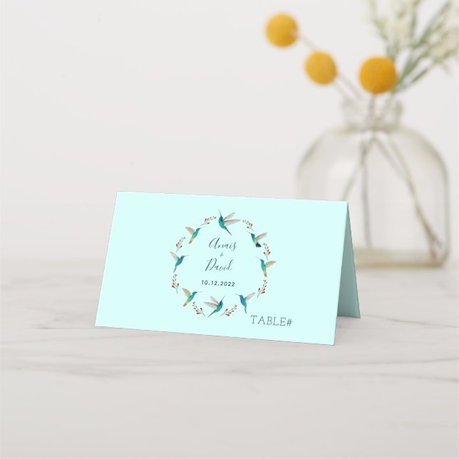 Carte De Placement Carte Mariage d'été pour colibri (Devant)