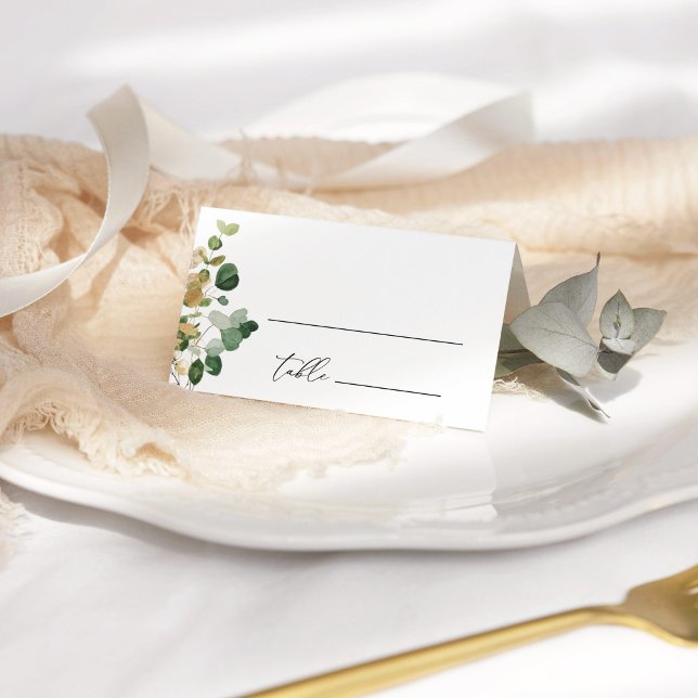 Carte De Placement Carte mariage en or d'aquarelle eucalyptus or (Créateur téléchargé)