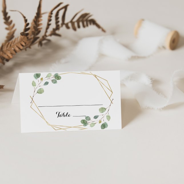 Carte De Placement Carte Mariage Eucalyptus Géométrique Or (Créateur téléchargé)