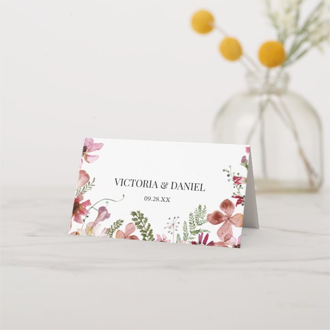 Carte De Placement Carte Mariage Fleur sauvage Botanique (Dos)