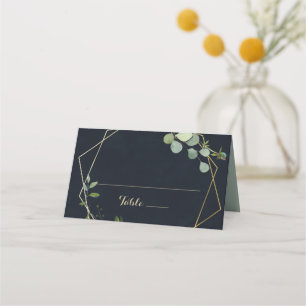 Carte De Placement Carte Mariage Géométrique bleu or vert