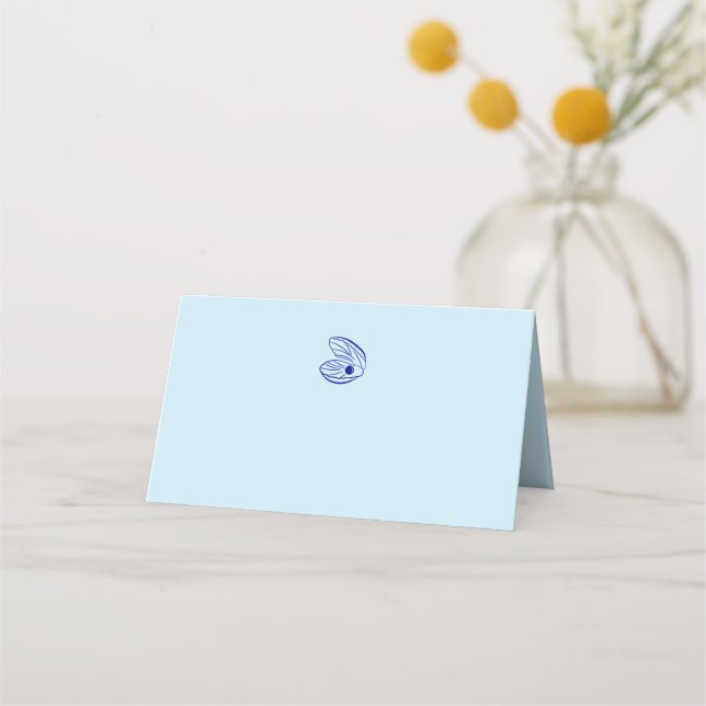 Carte De Placement Carte Mariage moderne Blue Mediterranean Shell (Devant)
