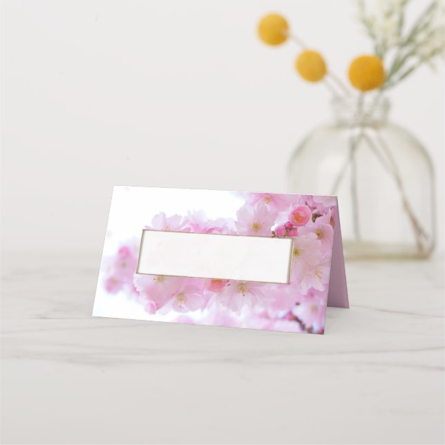 Carte De Placement Carte Mariage pliée en fleurs de cerisier rose (Devant)
