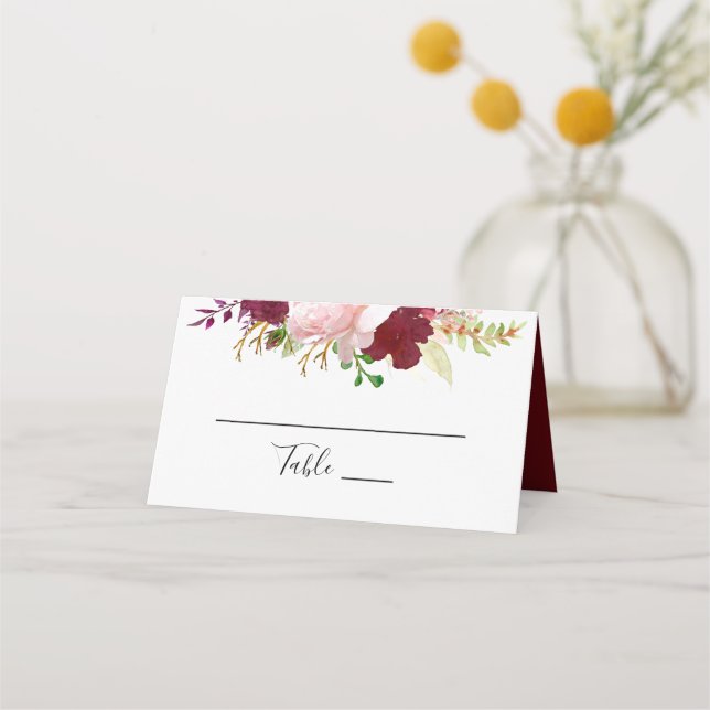 Carte De Placement Carte Mariage Rouge Tropical et Romantique (Devant)