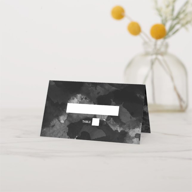 Carte De Placement Carte Mariage simple noir blanc (Devant)